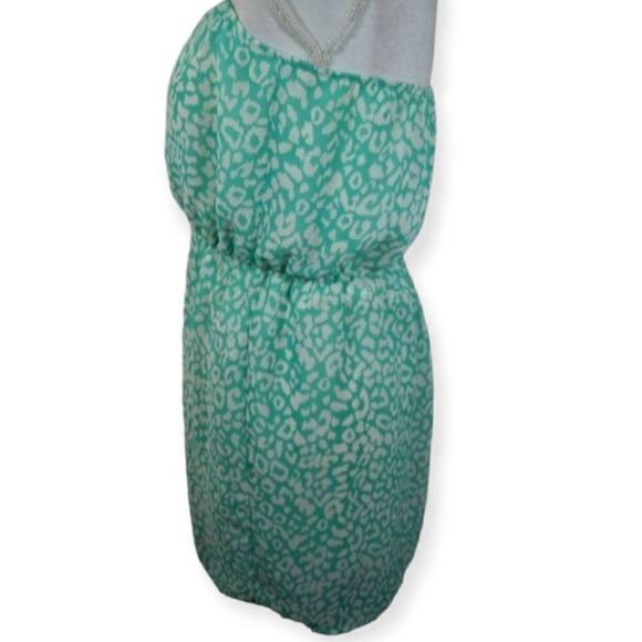 MANITO MINT & WHITE LEOPARD PRINT STRAPLESS DRESS SZ.M EUC. - Picture 4 of 7